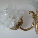 Pair of tanned sconces and glass paste