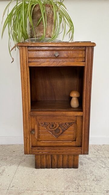 Bedside in oak and marble top