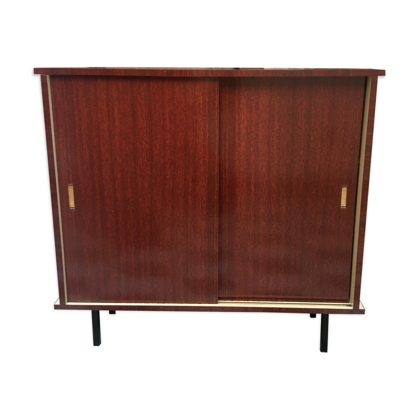 Armoire années 50 en formica et bois vernis