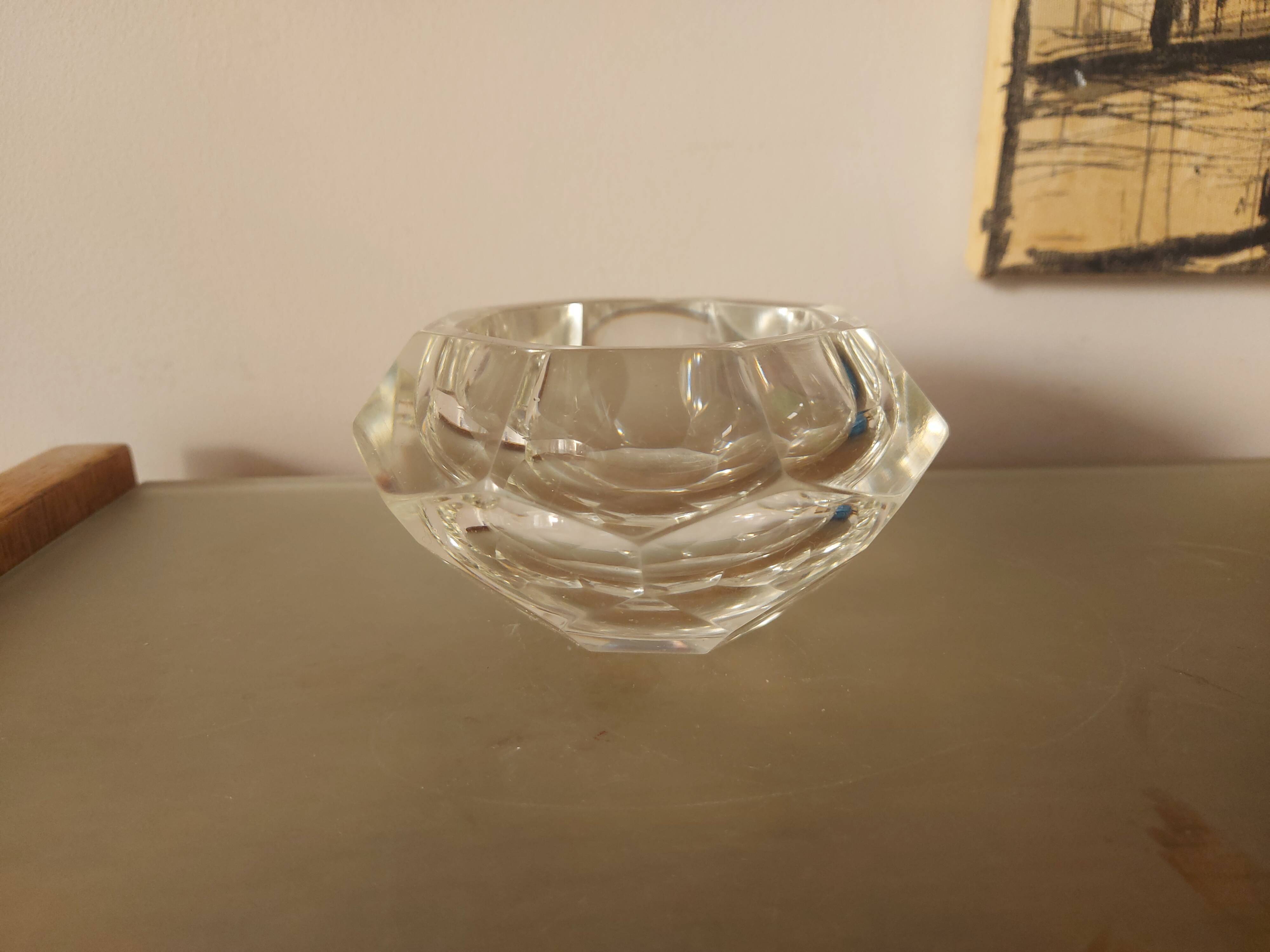 Vintage 70's faceted crystal ashtray