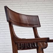 1920-30s, set of 2 armchairs, design after Georges Jacob, carved teak wood.