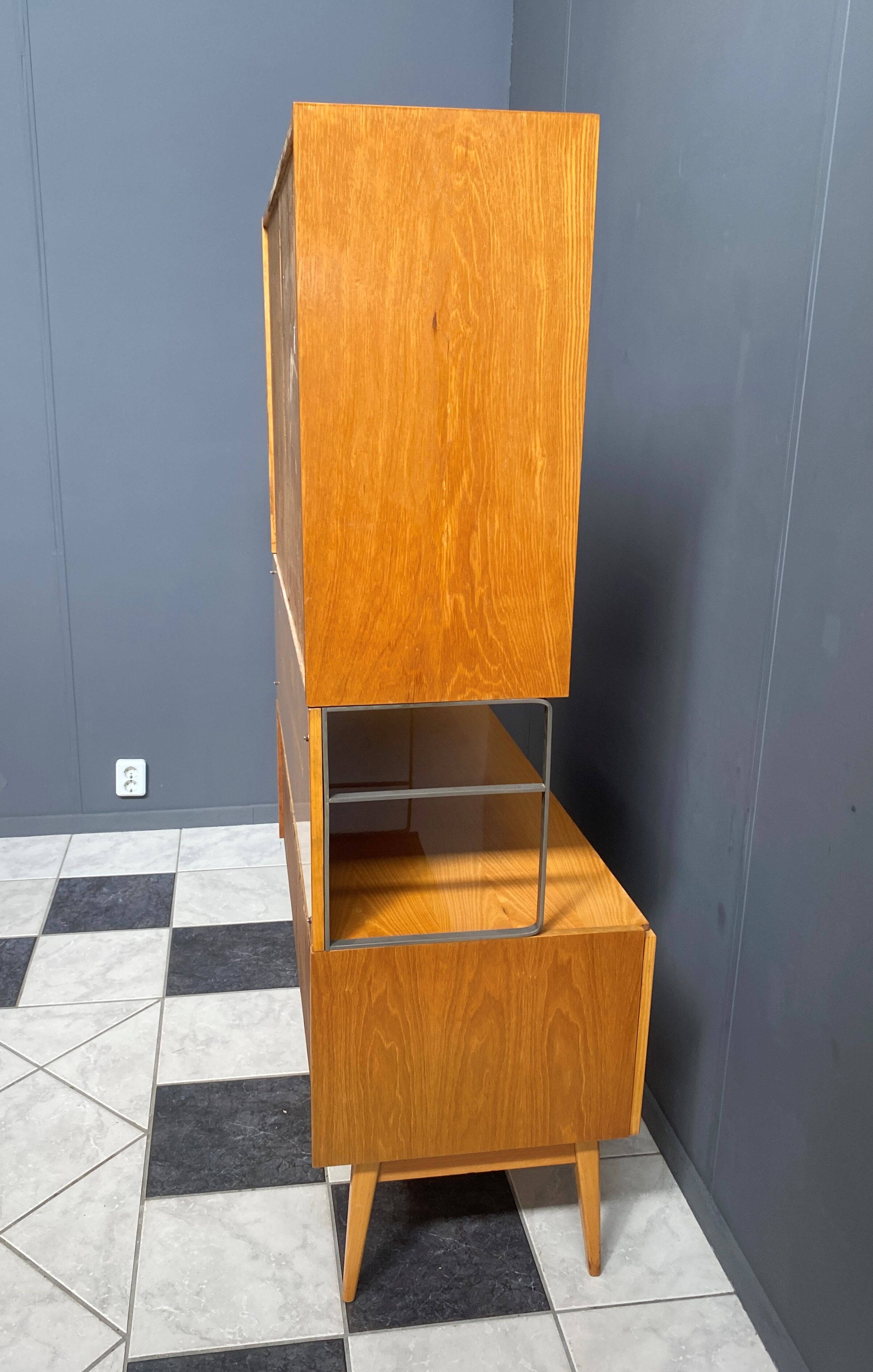 Jitona cabinet with desk two tone wood 1960s