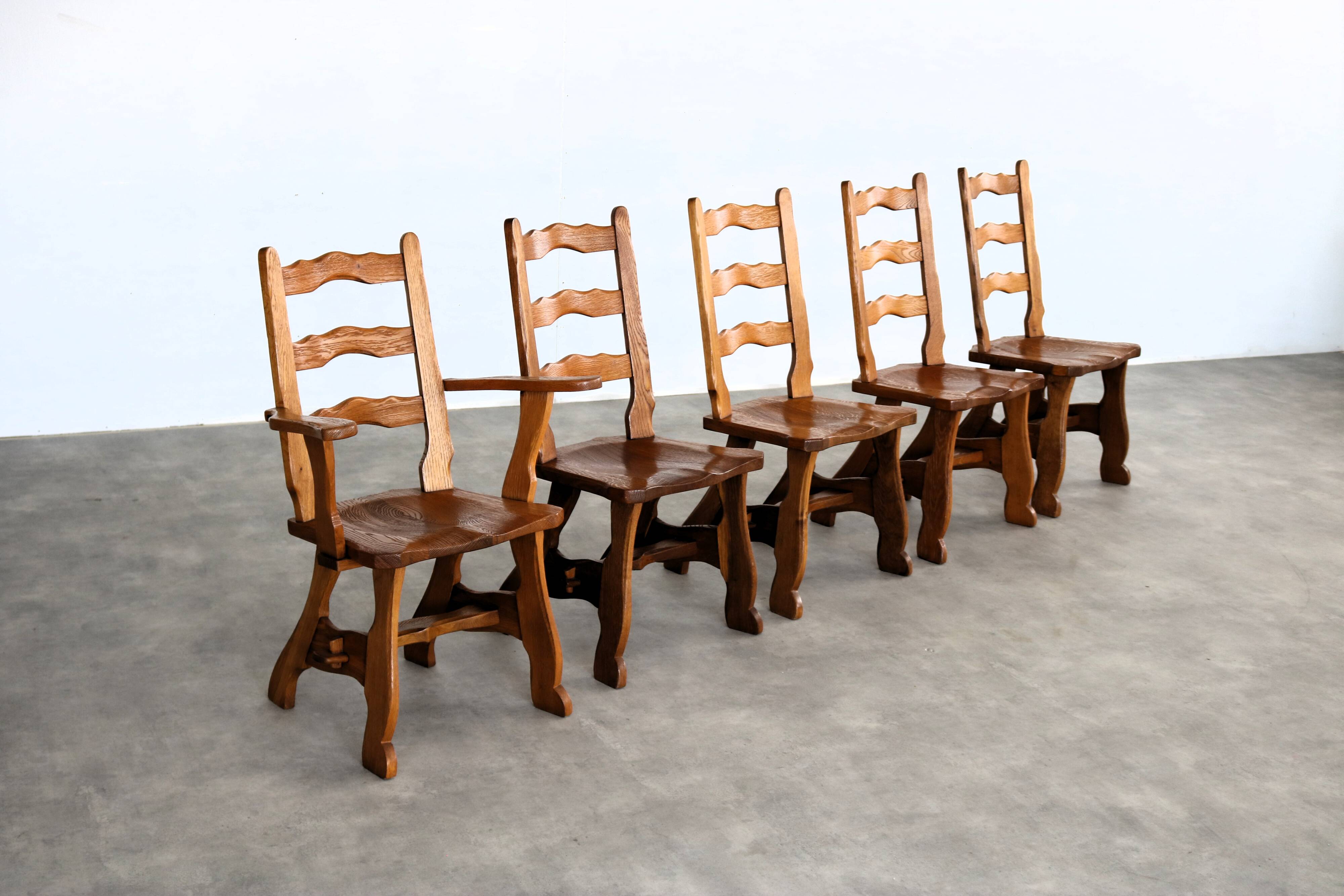 Brutalist dining chairs | vintage chairs | 1950s | oak