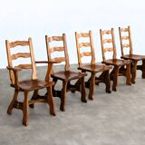 Brutalist dining chairs | vintage chairs | 1950s | oak