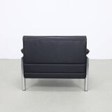 Fauteuil de salon postmoderne en cuir et chrome, années 1980