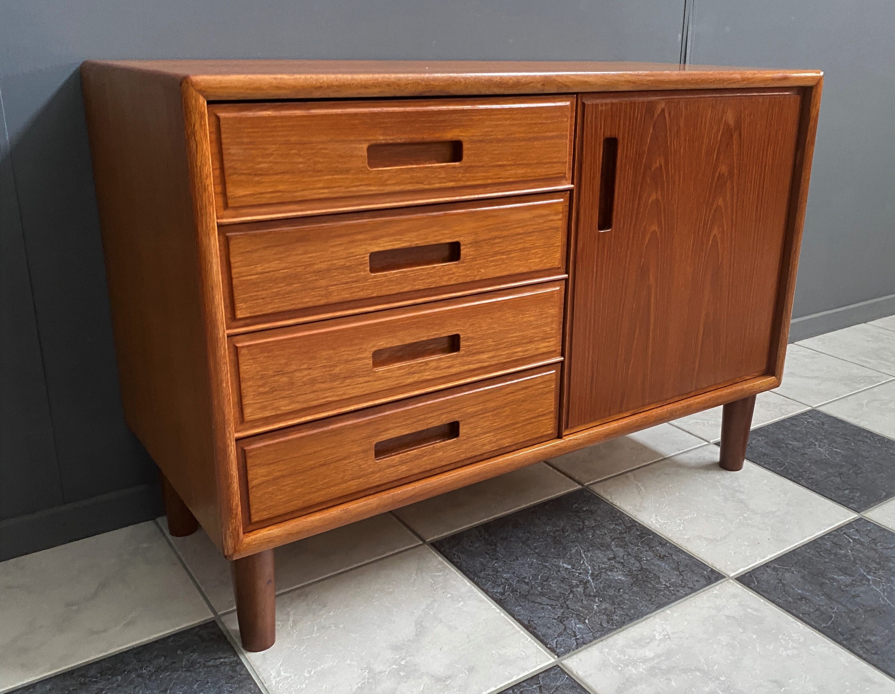 Danish Teak sideboard with drawers and door, 1960s