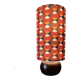 lampe bois boule vintage, abat-jour graphique style 70'