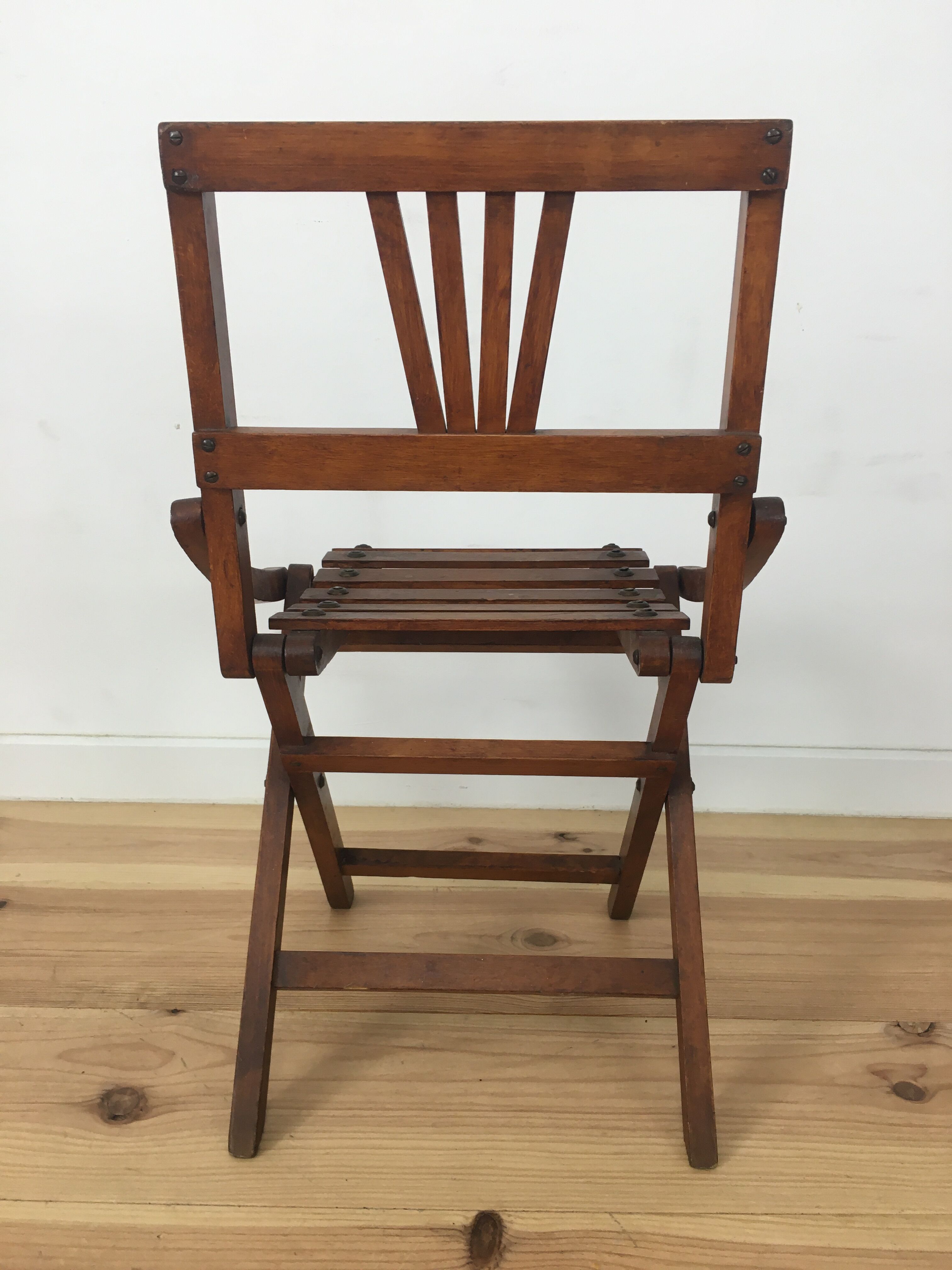 Children's folding chair in wooden slats