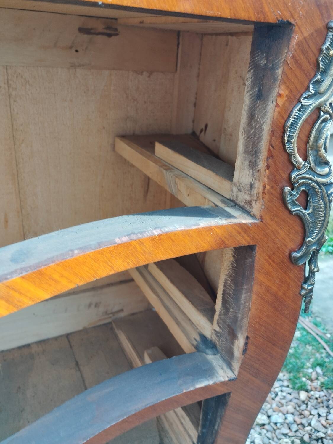 Louis xv style marble top marquetry chest of drawers