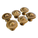 6 boutons de meuble en laiton patiné 25mm