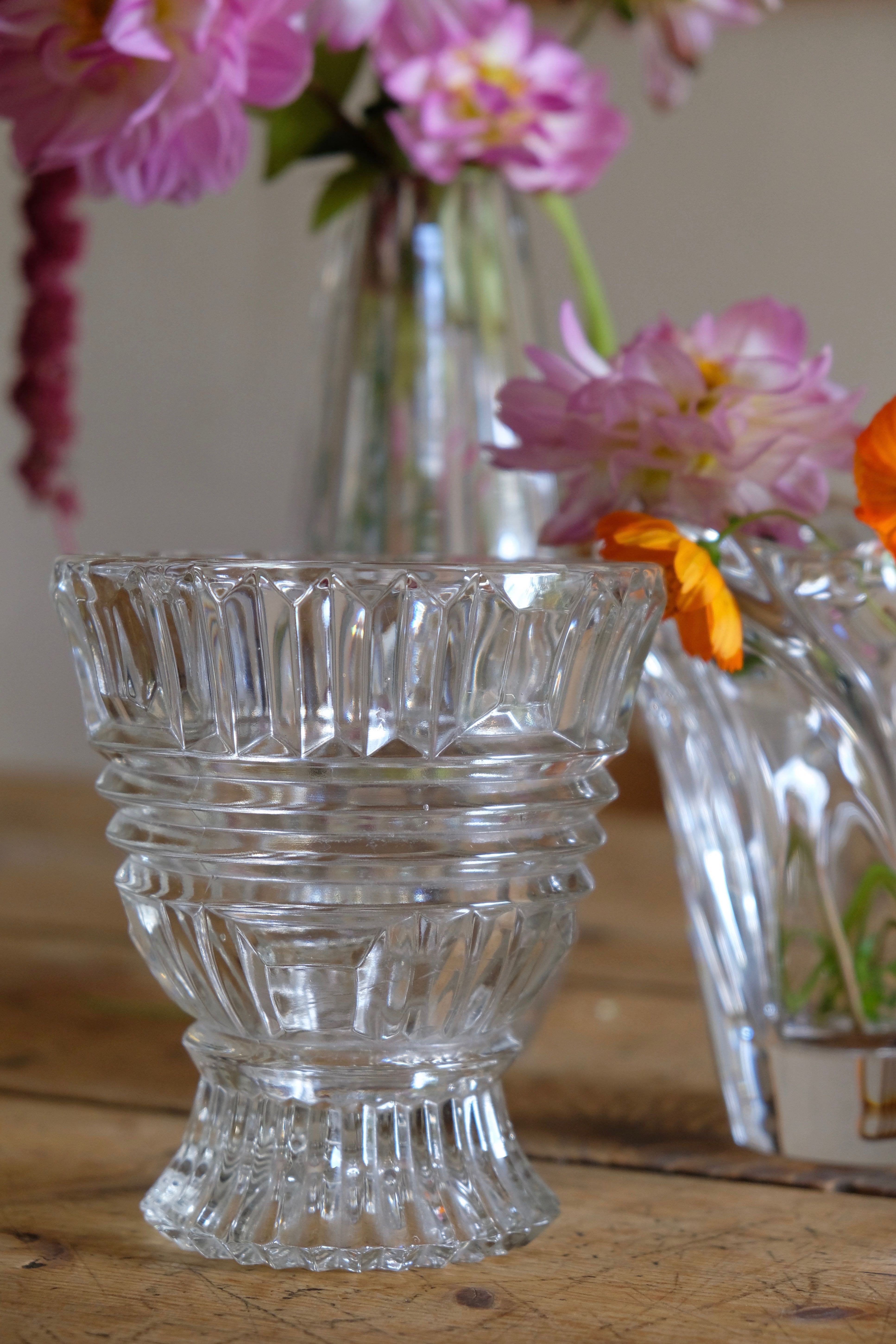 Carved crystal vase from the 50s