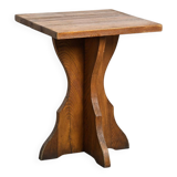 Solid pine table, sculpted cross legs, French Alps, around 1970.