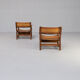 50s oak brutalist spanish chair with saddle leather