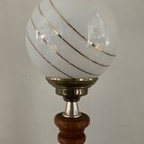 Vintage lamp from the 60s and 70s in wood and opaline