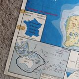 Vintage school map mdi Oceania - South America.