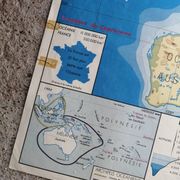 Vintage school map mdi Oceania - South America.