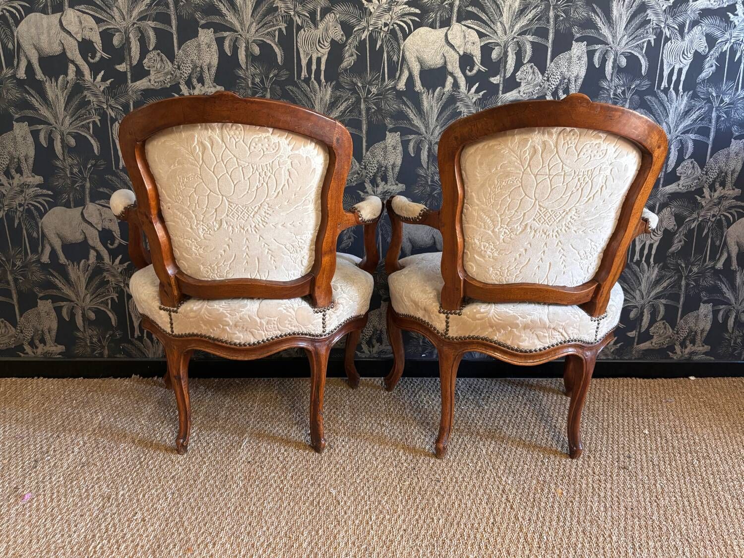 Pair of Louis XV armchairs stamped Nogaret in Lyon, 18th century