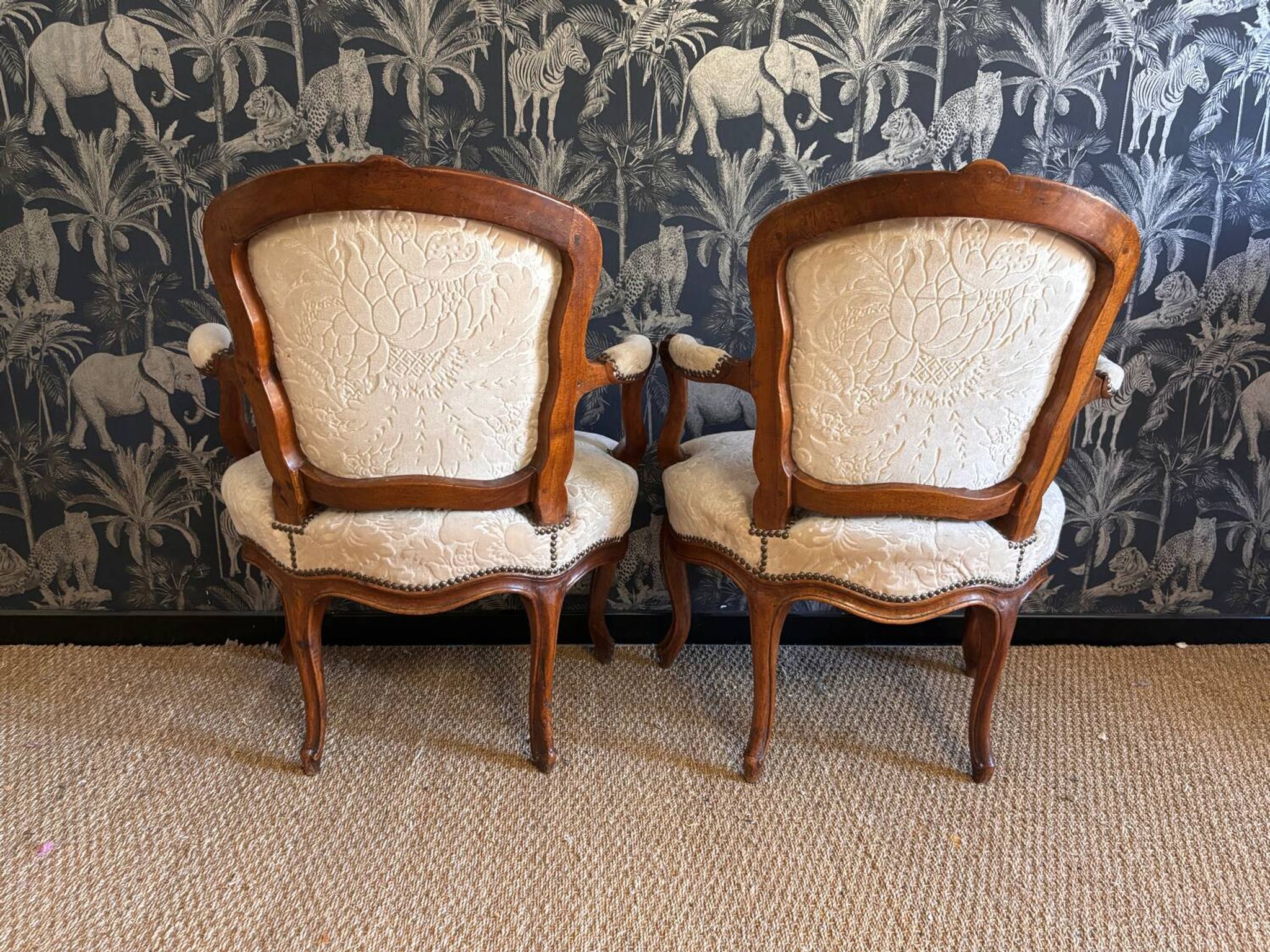 Pair of Louis XV armchairs stamped Nogaret in Lyon, 18th century
