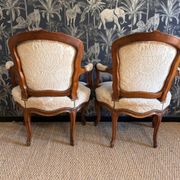 Pair of Louis XV armchairs stamped Nogaret in Lyon, 18th century