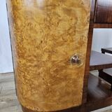 Pair of Art Decò bedside tables in walnut and thuja