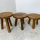 Tables d’appoint vintage brutalistes en chêne années 1960, ensemble de 3