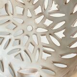 Handmade terracotta wall lamp with blue enamelled center