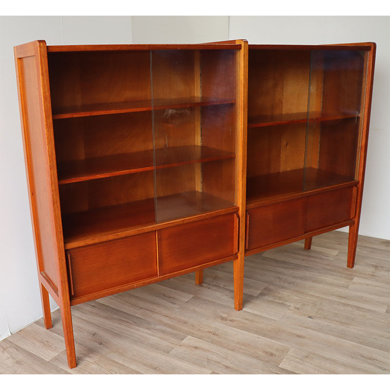 Bibliothèque avec étagères en bois 1960