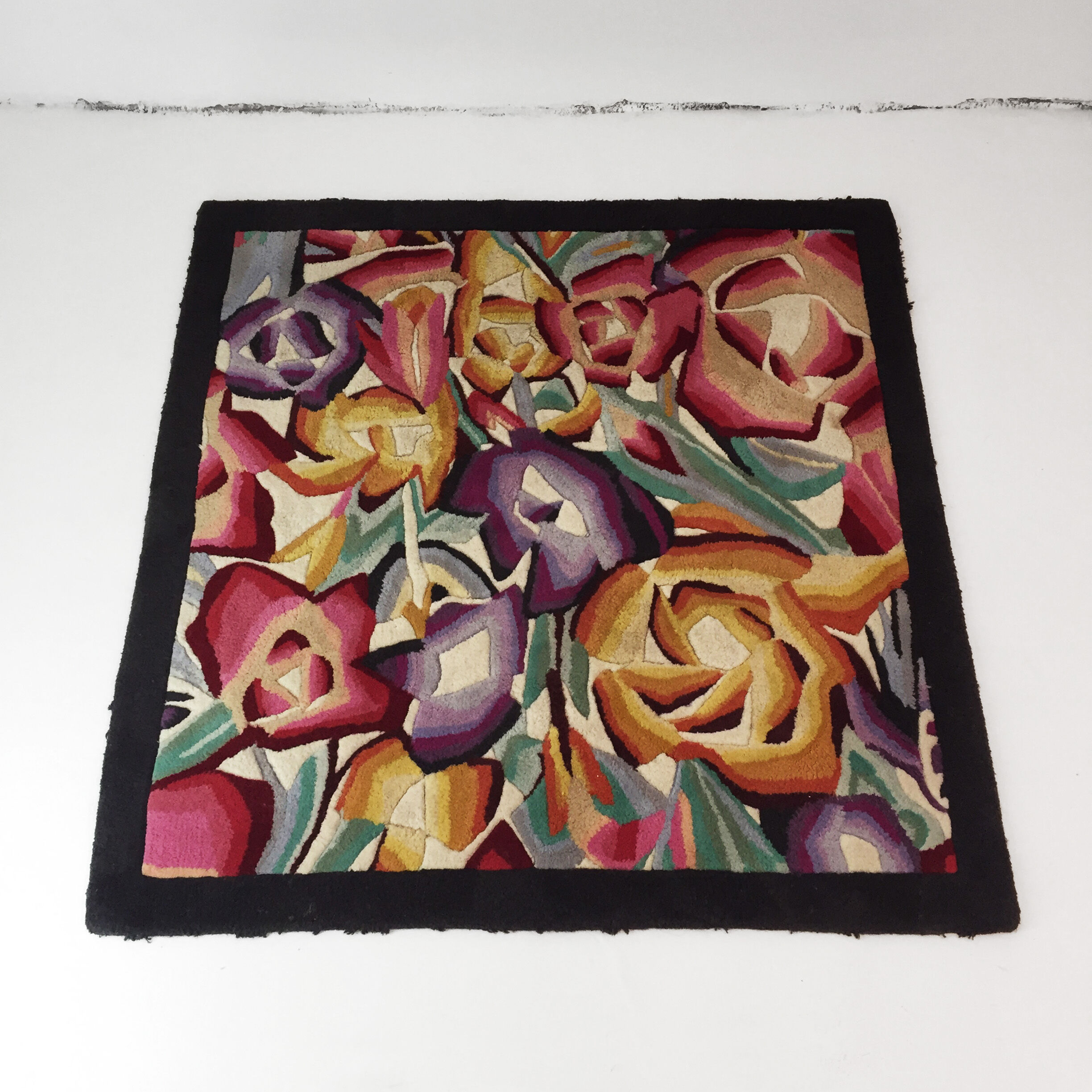 Vintage missoni square flowers rug carpet floor  130x130cm