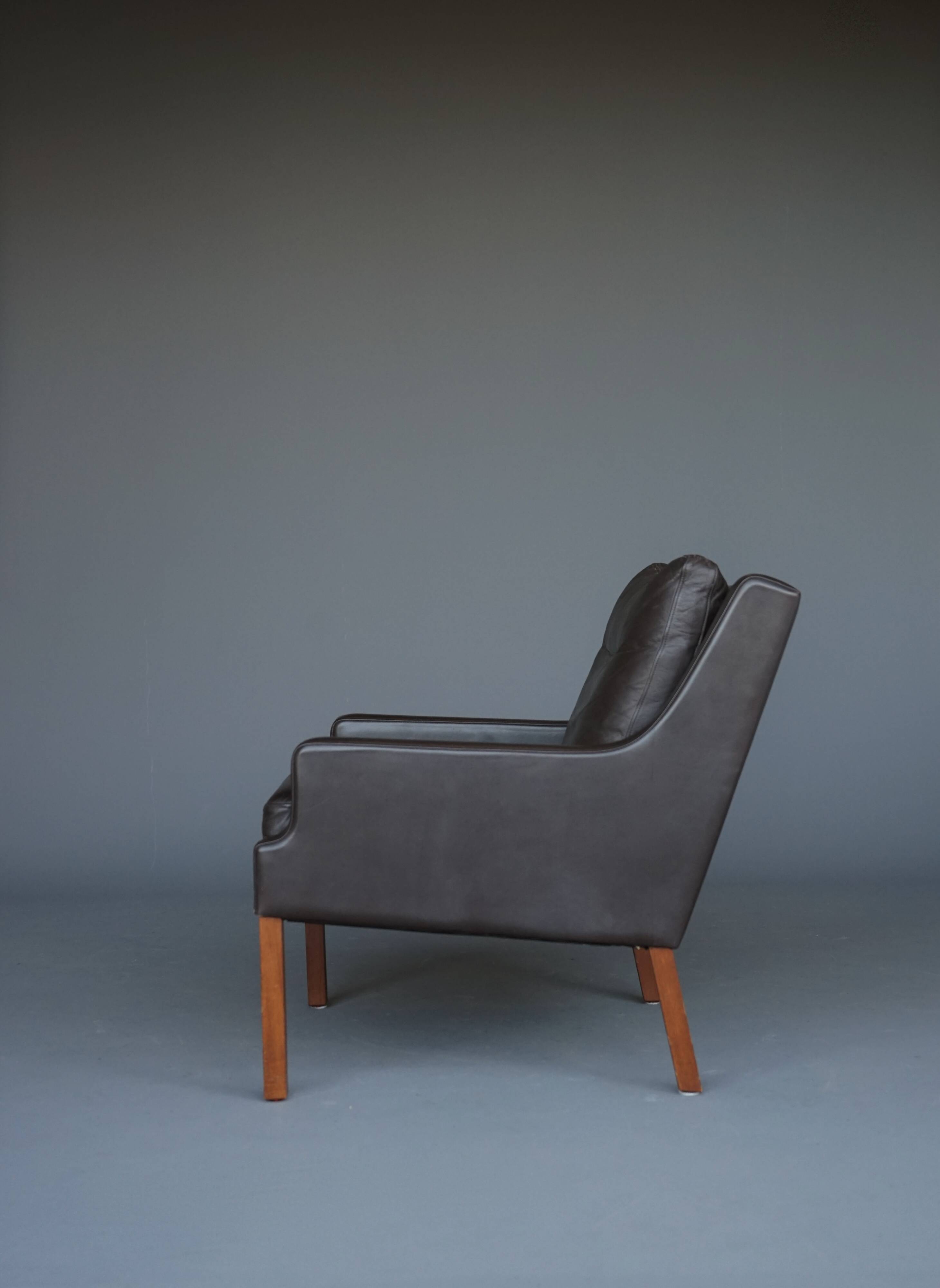 x2 Danish Armchairs in Leather by Georg Thams, Denmark 1960s