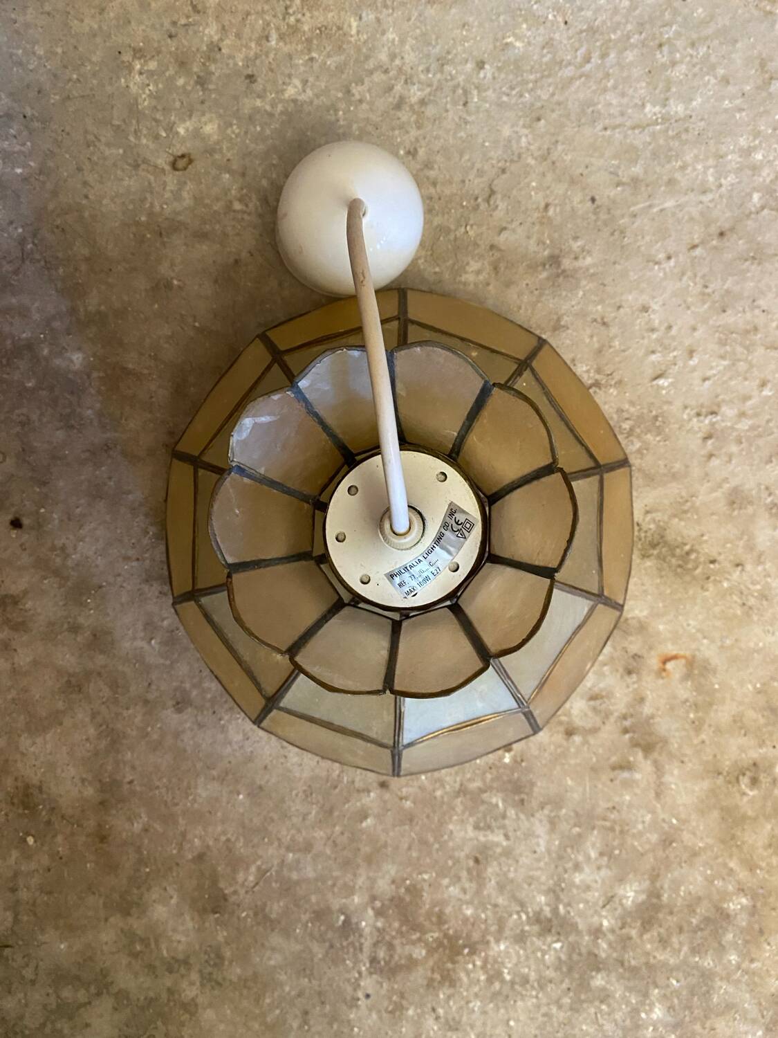 Suspension ancienne art Deco nacre & laiton 70’s