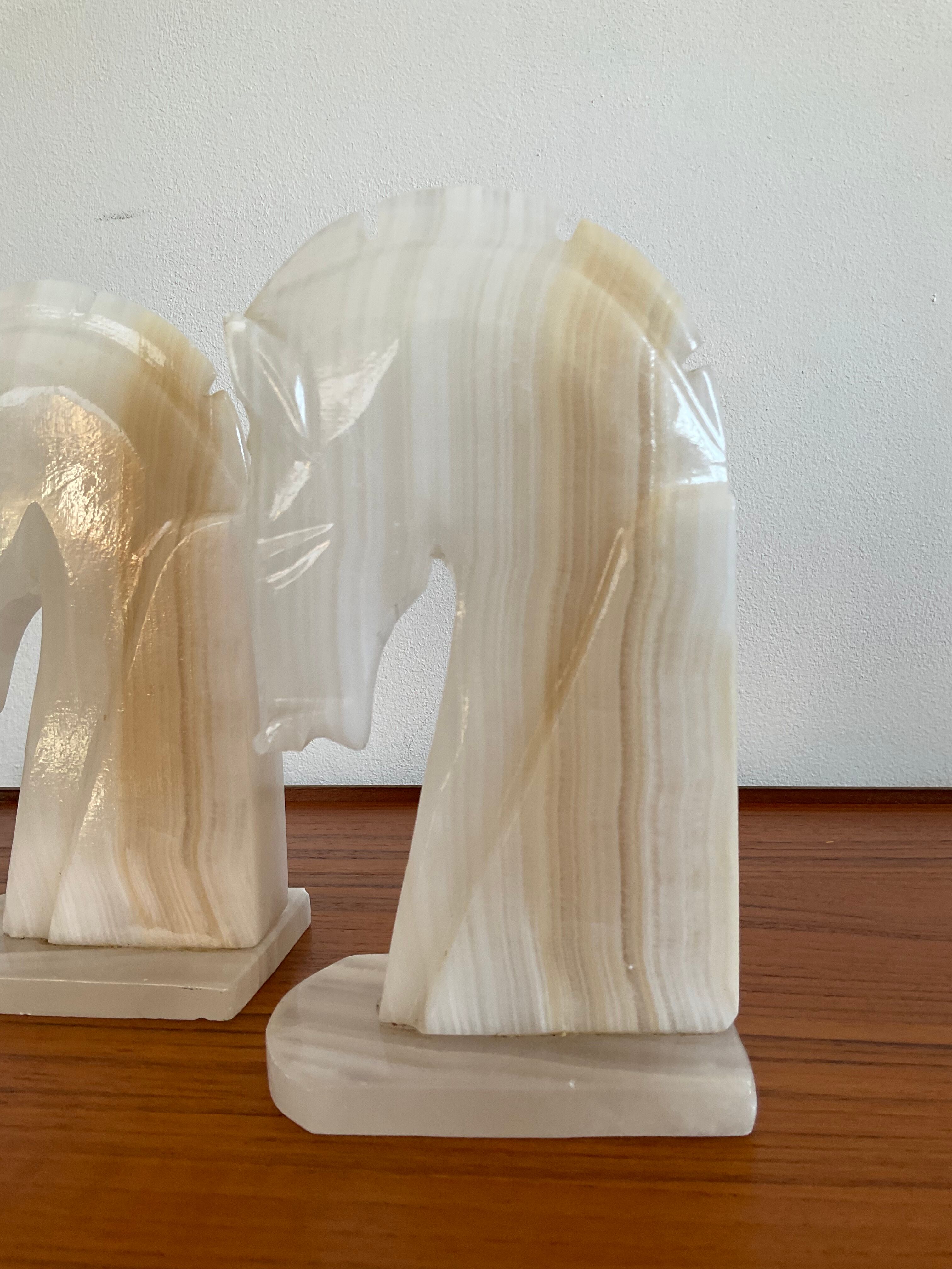 Pair of horse bookends in onyx 70s