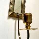 Vintage Art Deco Brass Wall mirrored Candle Sconce