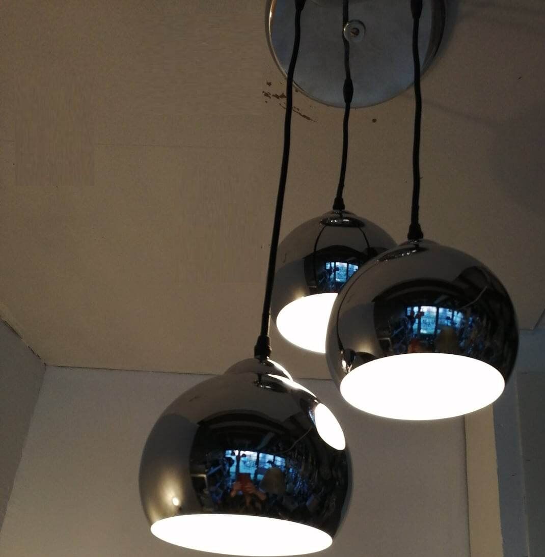 3 chrome balls pendant lamp 80s
