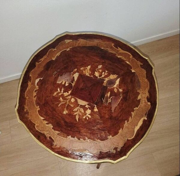 Guéridon ancien style Louis XVI – XIXe – marqueterie