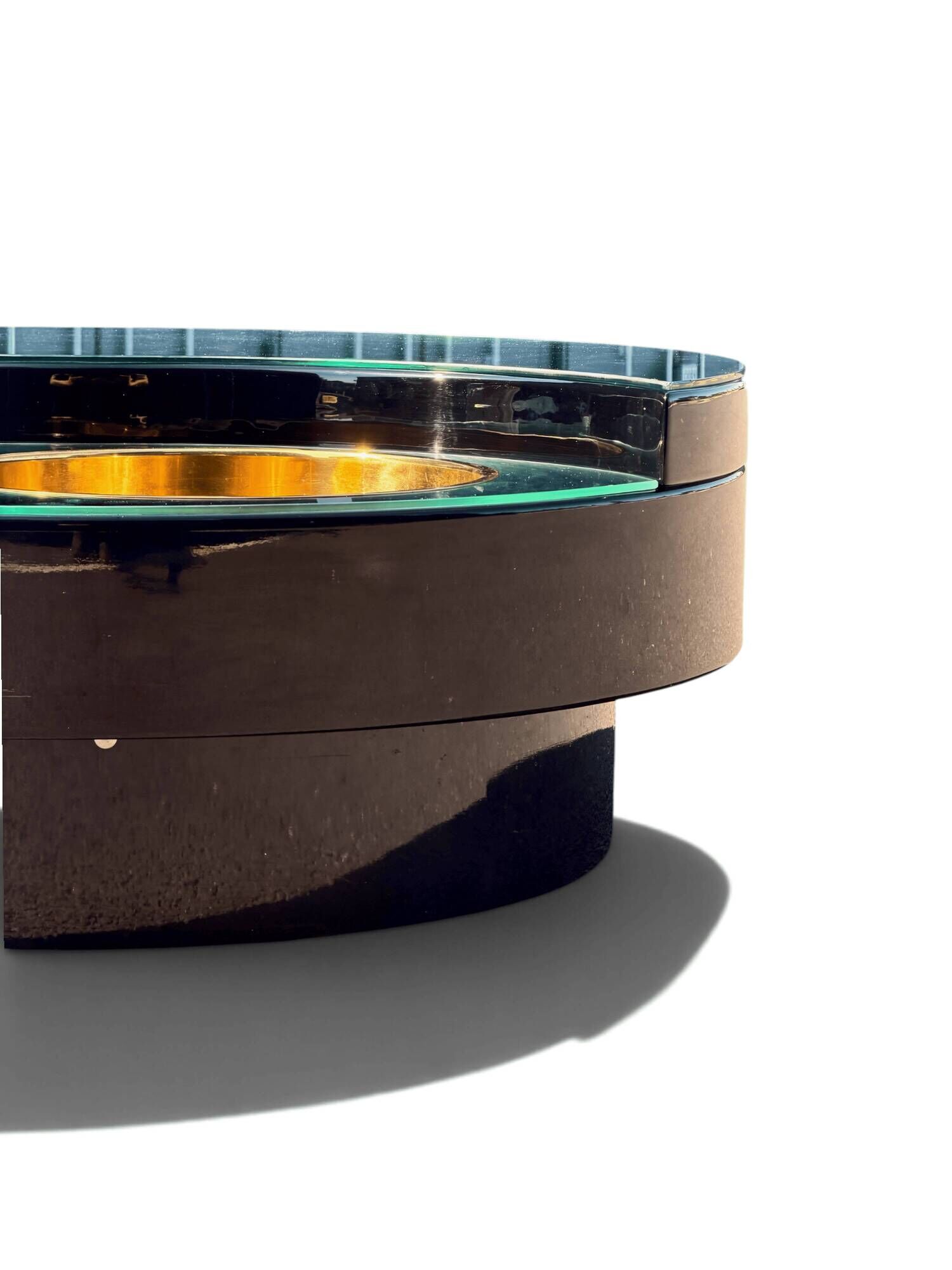 Rotating coffee table Yin Yang by Willy Rizzo, brass, 1970s