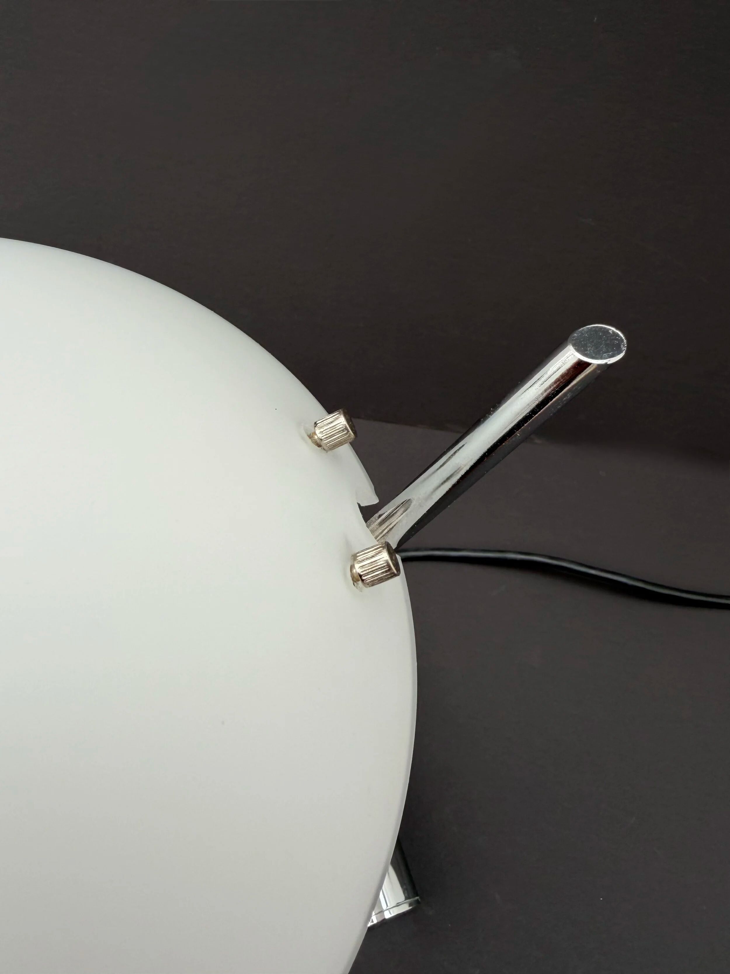 "girasole" lamp by de majo in chrome and opaline, italy 1990