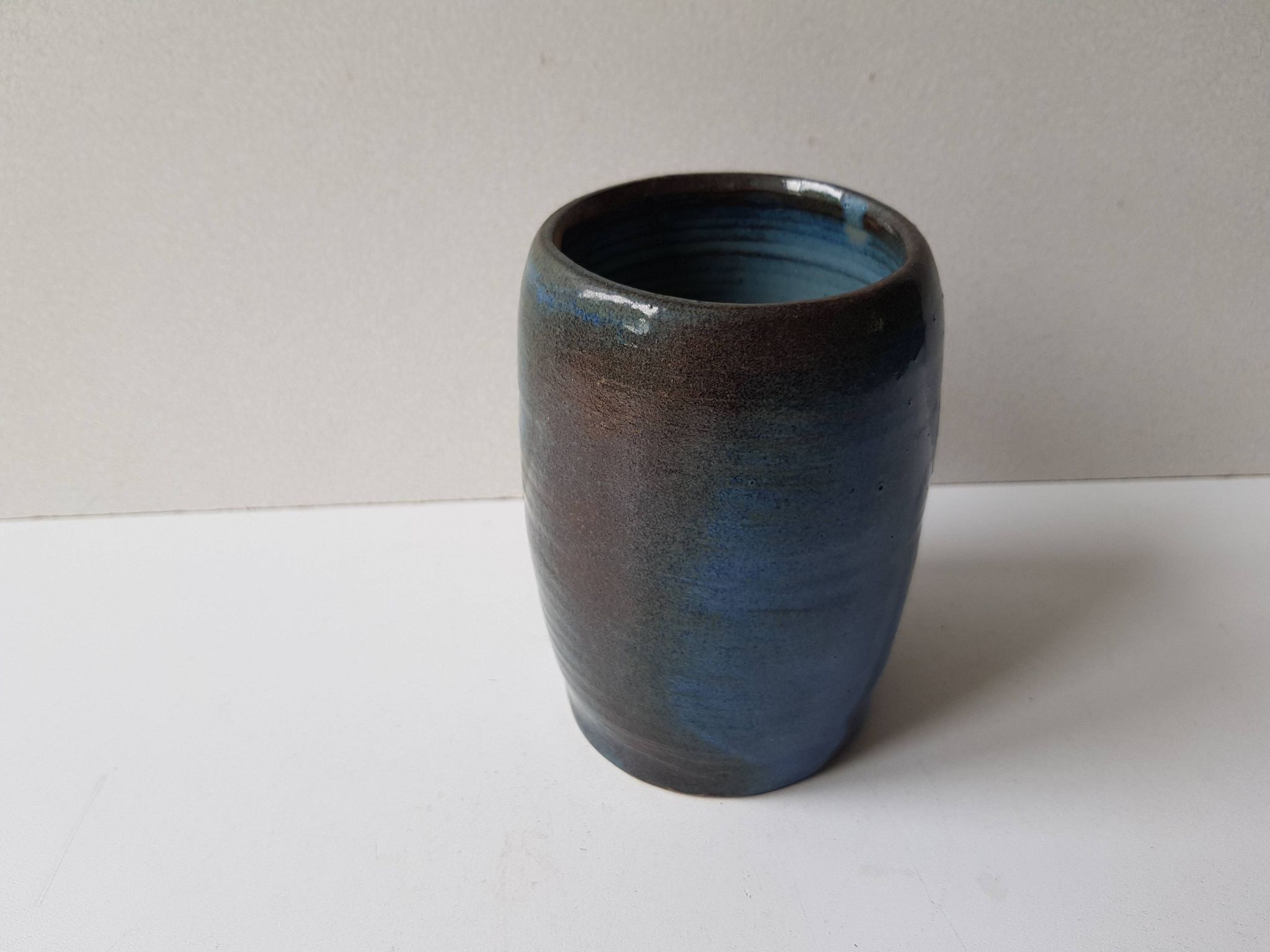 Cobalt blue ceramic vase signed EG