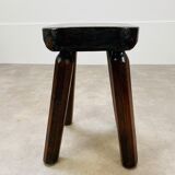 Brutalist chalet-style stool in solid wood