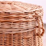 Vintage wicker laundry basket, 1970s, Czechoslovakia
