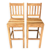 2 chairs / bar stools in teak