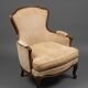 Louis XV Style Bergère Armchair in Cream Corduroy