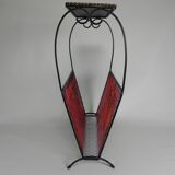 Vintage steel side table with magazine rack, 1950s.