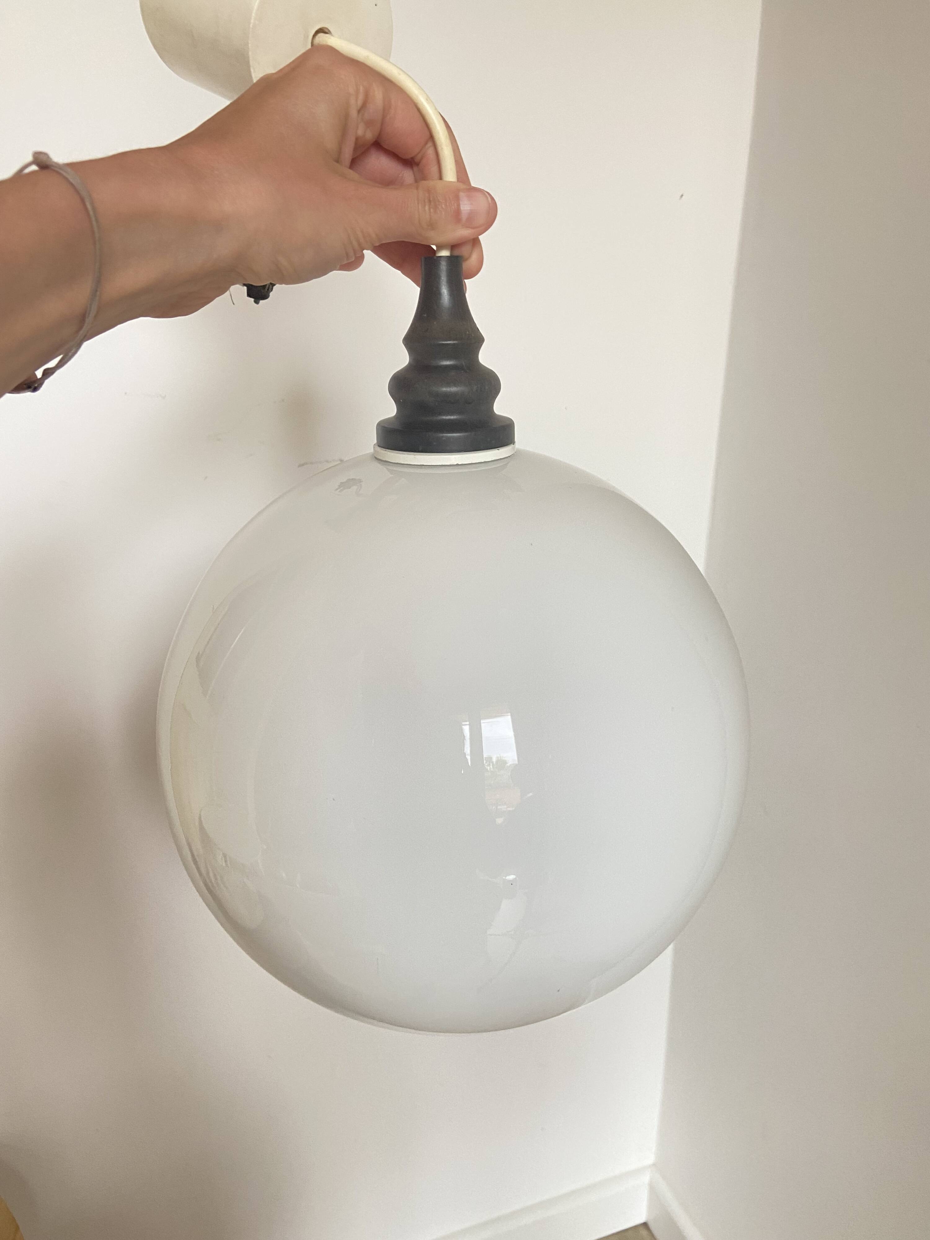 White Ball/Globe Pendant Lamp Vintage