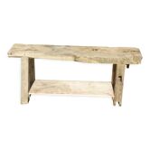 Workbench in raw solid wood with its shelf