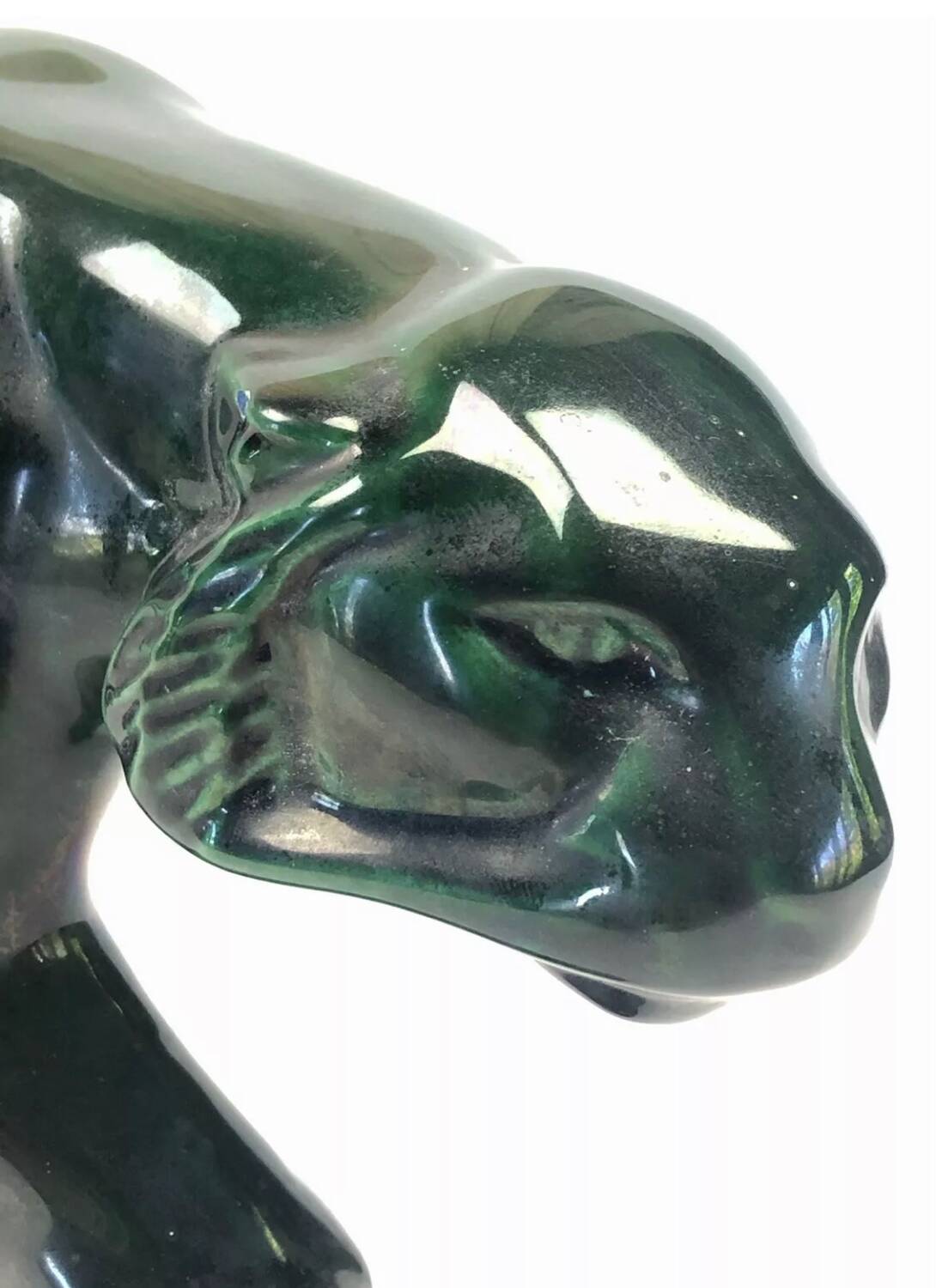 Ancienne statue statue lionne tigre Art Déco 1930 craquelé Saint Clément