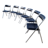 Lot de 6 chaises pliantes chromé Souvignet années 70
