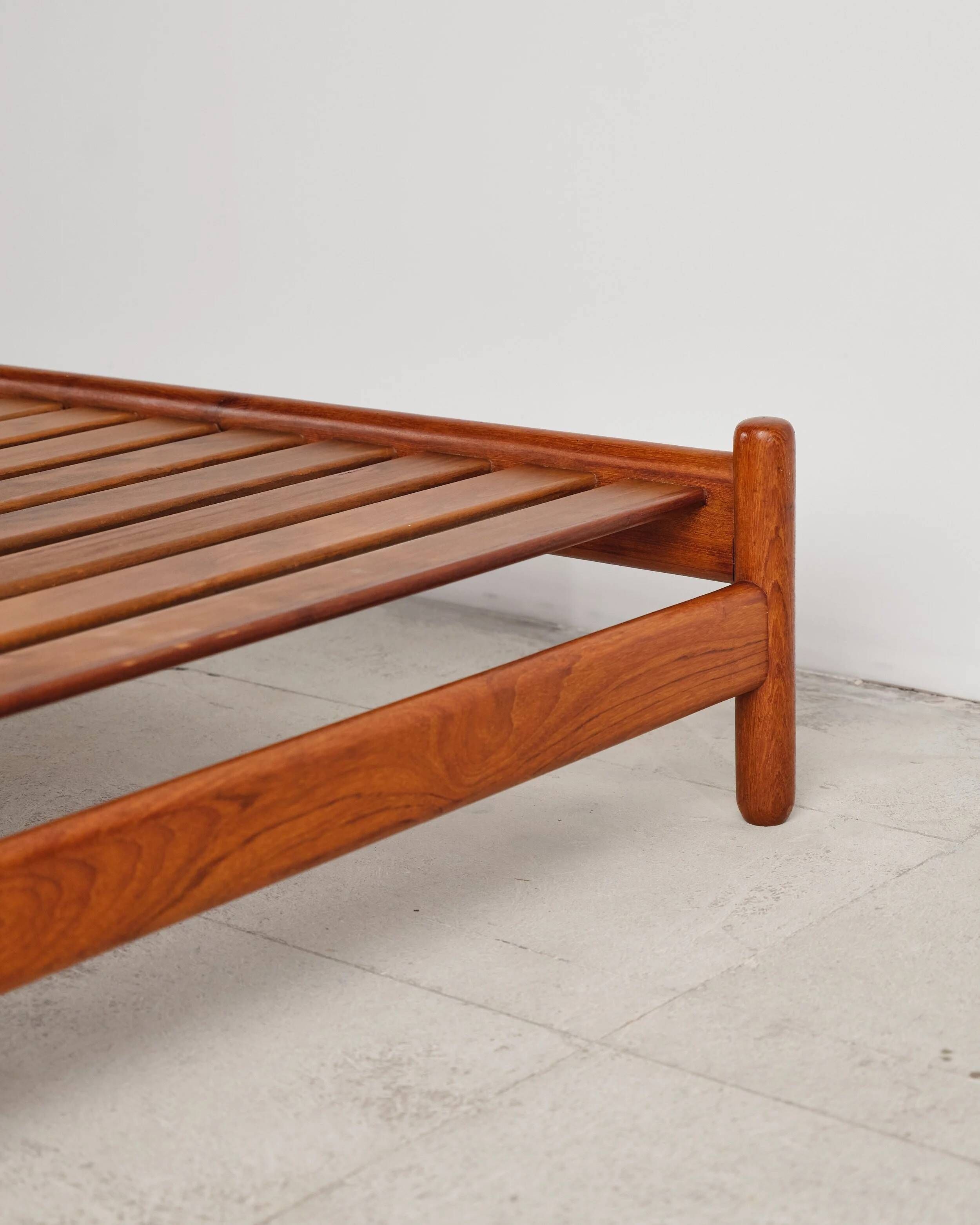Teak daybed with boucle mattress, Denmark, 1960s