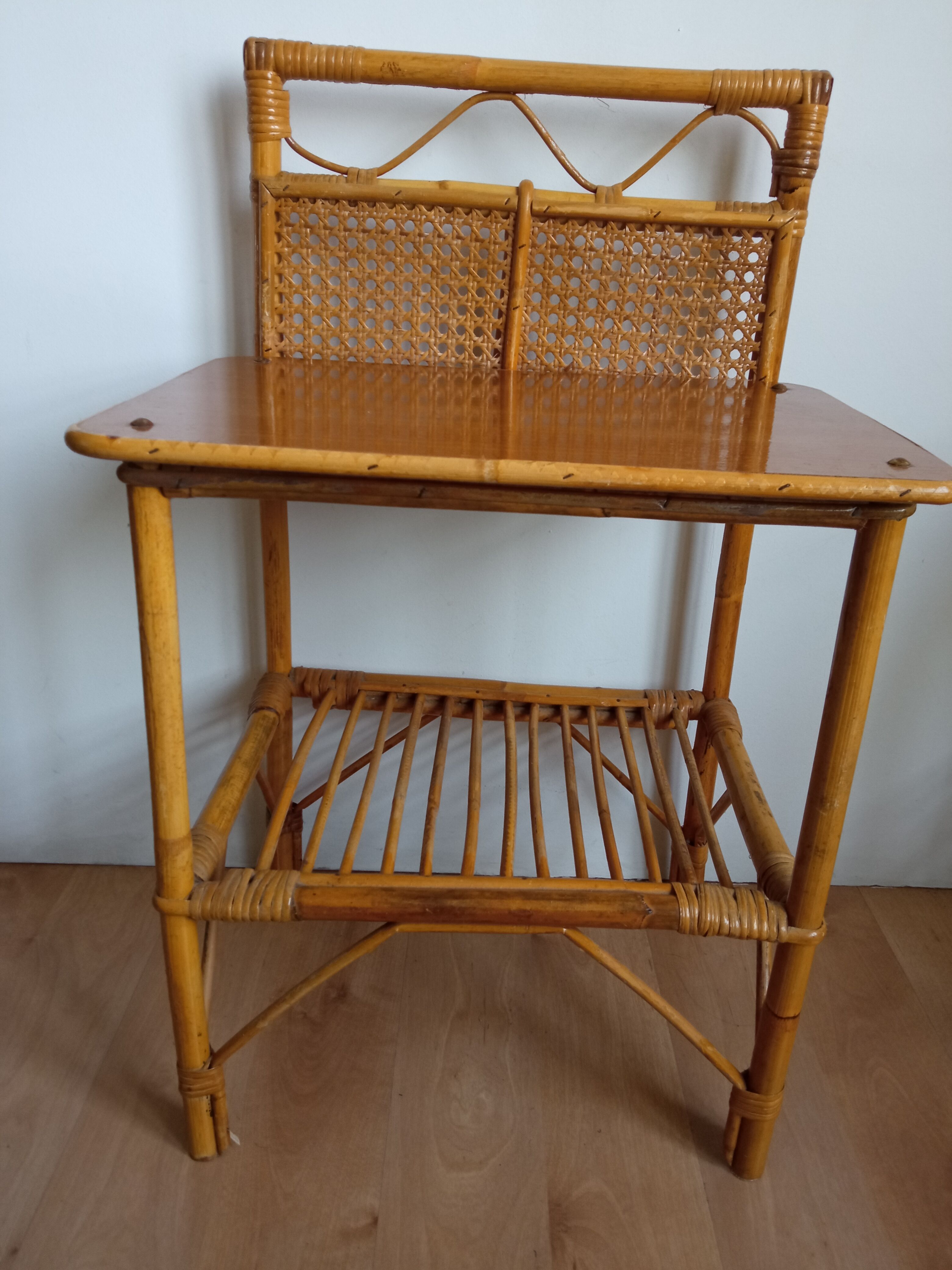 Vintage bamboo bedside pair