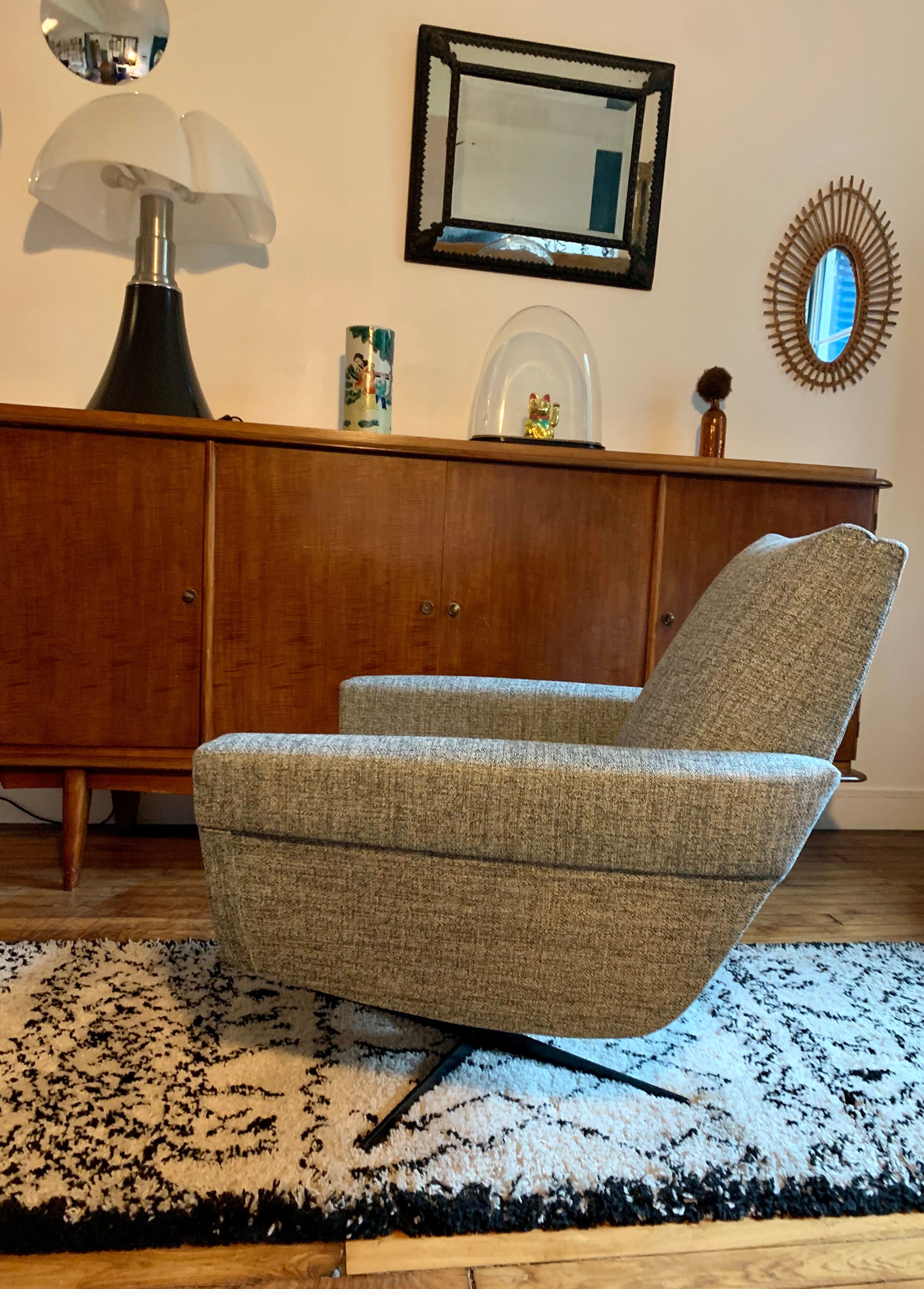Vintage swivel cube armchair