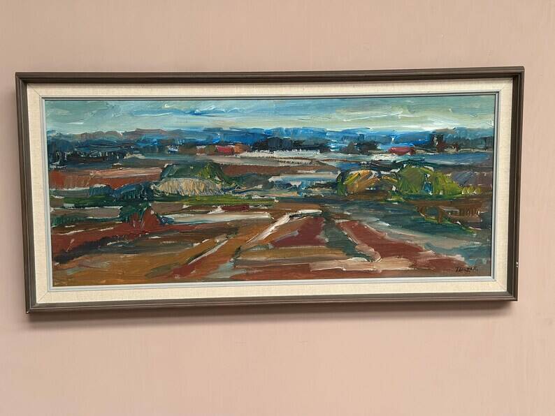 Original Swedish Oil on Canvas – “Landscape” by Jerzy Luczak‑Szewczyk (1923–1975)
